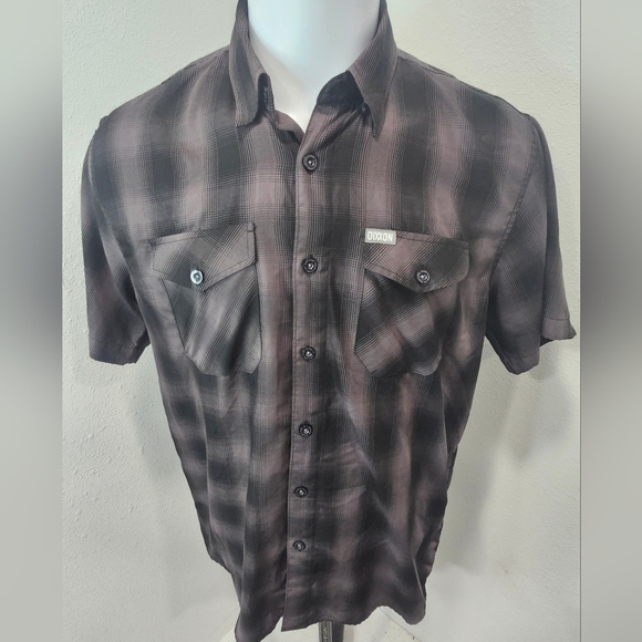 Dixxon "South Gate" men's short-sleeve button-down flannel print large - Picture 1 of 8